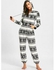 Christmas Monochrome Zip Up Hooded Jumpsuit - White And Black - M