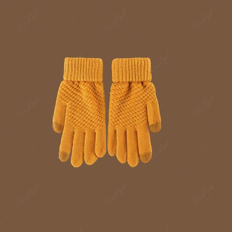 Jacquard Cuffed Knit Gloves
