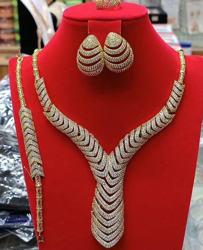 Gold Active Super Elegant & Very Trendy Non Fading 4in1 Zirconia Jewelry Set