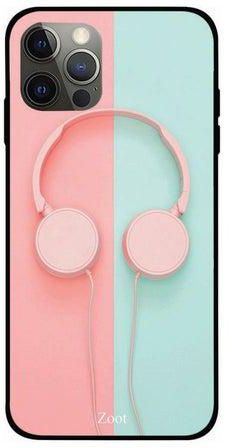 Headphones Printed Case Cover -for Apple iPhone 12 Pro Pink/Blue Pink/Blue