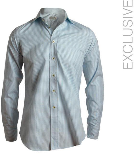 The Sahara Collection Blue and White Cotton Checkered Long Sleeve Shirt