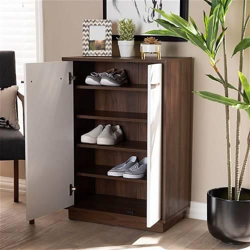 Shoe Cabinet, White / Brown - Ft013