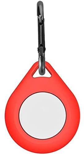 AirTag Silicone Case, Protective Cover with Keychain Hook, Pet Friendly (Red) Dog Tracker Keychain Carabiner