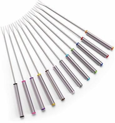 Marshmallow Roasting Sticks Stainless Steel Fondue Forks with Heat Resistant Handle for Chocolate Fountain Cheese Fondue Set of 12