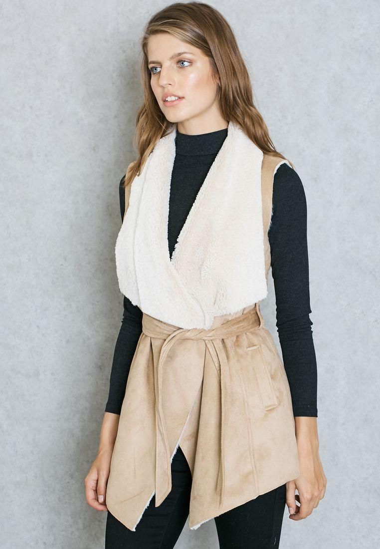 Belted Faux Shearling Gilet