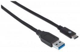 Manhattan SuperSpeed+ USB Type-A Male To Type-C Male Cable, 1 Meter - Black