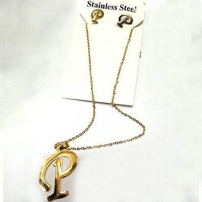 Letter P Pendant , Earrings And Necklace