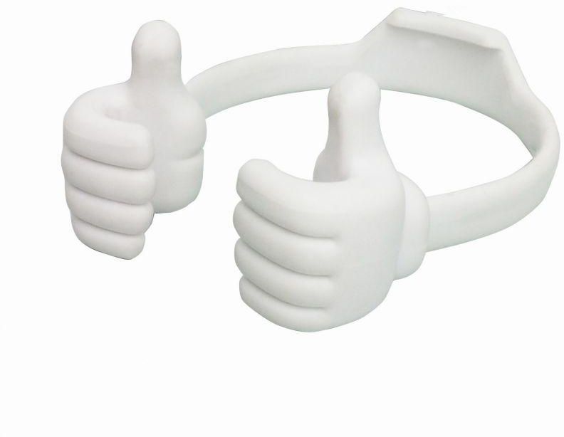 Silicone Thumb OK Design Stand Holder For Mobile Phones & Tablets - White