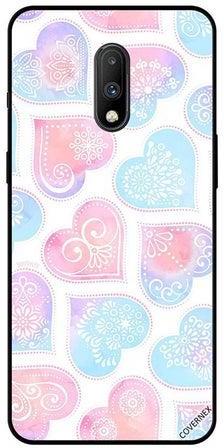 Protective Case Cover For OnePlus 7 Hearts Floral Pattern