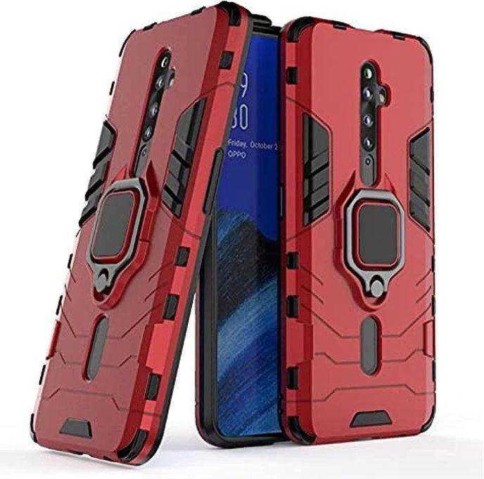 Full Protection Case With Metal Ring Cover For Oppo Reno 2f - Red