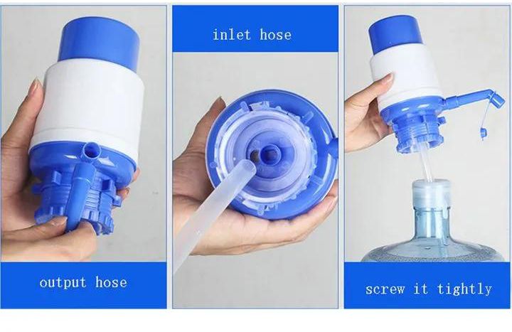 Handpress Water Dispensers Drinking Water pump for Bottle Hand Press Removable tube Manual Household as picture White & Blue