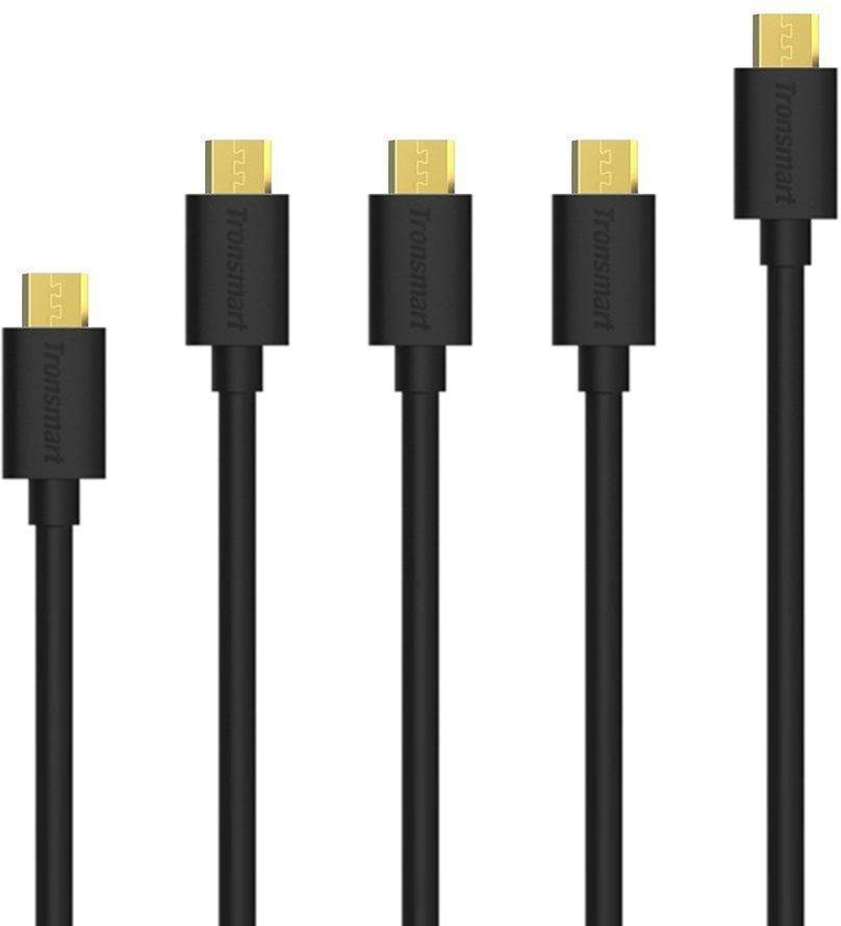 Micro USB Cable, Tronsmart 5 Pack 20AWG Durable Charging Cable for Nexus, LG, Motorola, Android Smartphones (Black, 1ft x 1,3.3ft x 3,6ft x 1)