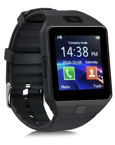 DZ09 - 1.56" Smart Watch - 128MB ROM - 64MB RAM - 0.3MP Camera - Black. Black normal