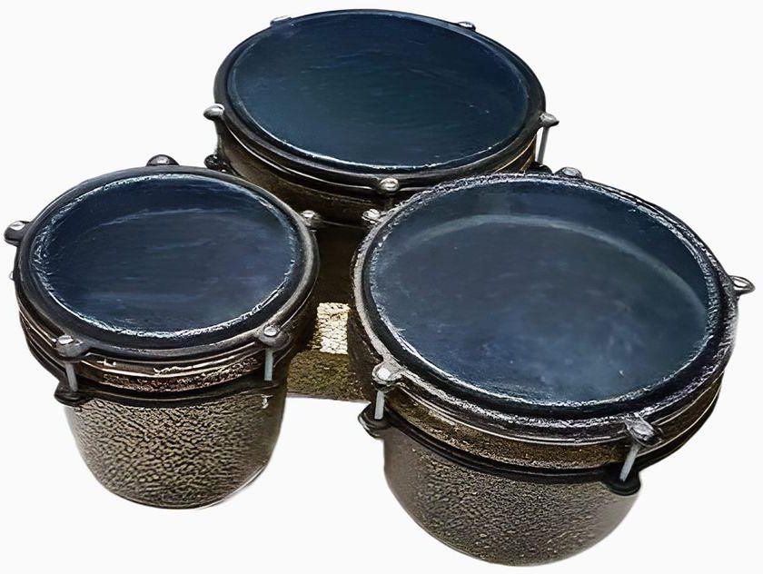 Aluminum Triple Bongos Tri Bongo Drums Sudanese Percussion Instrument With Plastic Heads