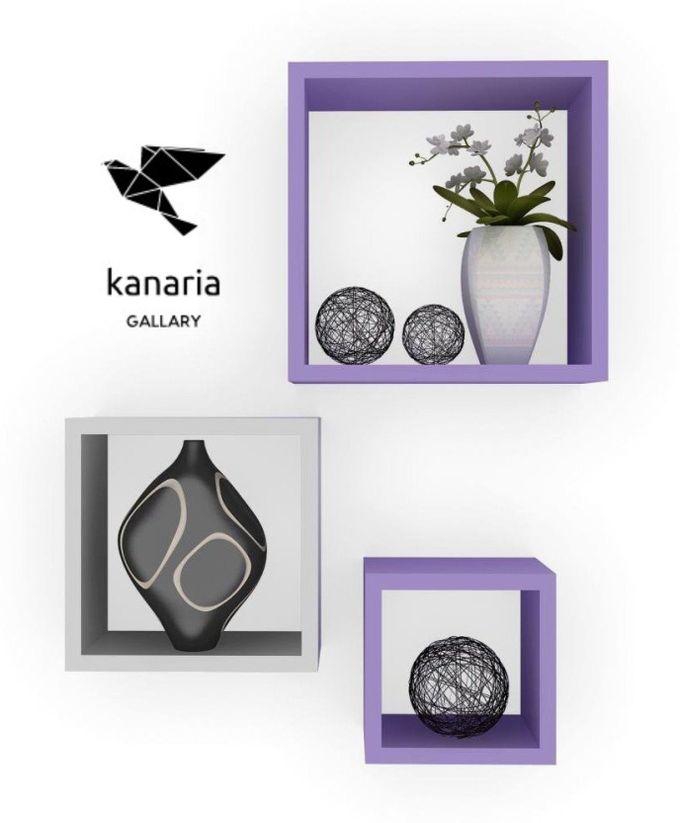 kanaria Wooden Shelves Set - 3 Pcs White& Purple
