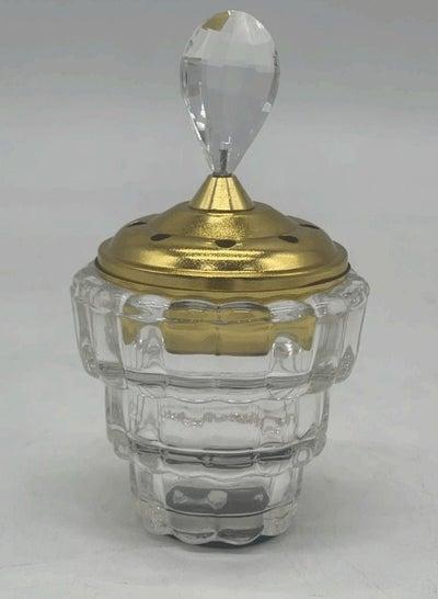 Luxurious glass incense burner with elegant transparent golden lid