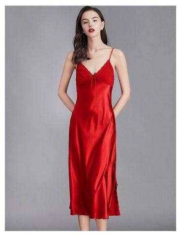 Faux Silk Halter Nightdress For Ladies