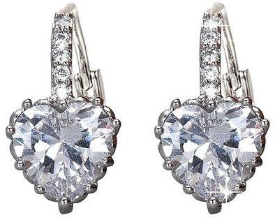 Eissely Silver Crystal Heart Shape With Zircon Earrings White
