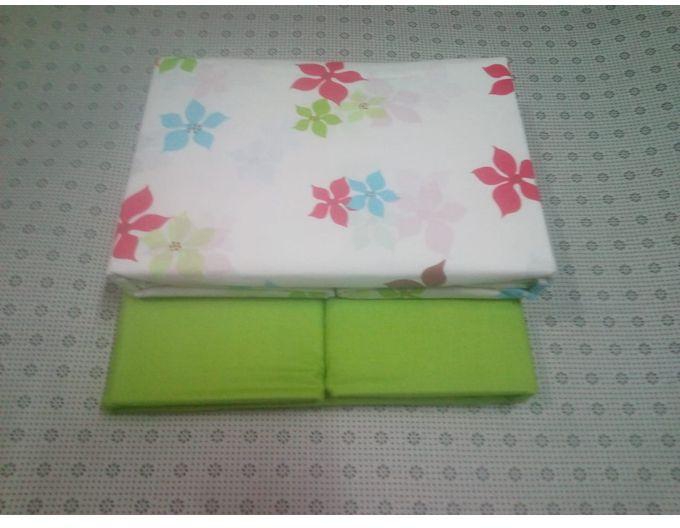 2 Cotton Luminous Green Mix and Match Bed sheets with 4 Pillow Cases 6*6