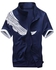 Stand Collar Wing Print Short Sleeve Sport Suit ( Sweatshirt + Capri Pants ) For Men - Blue - M
