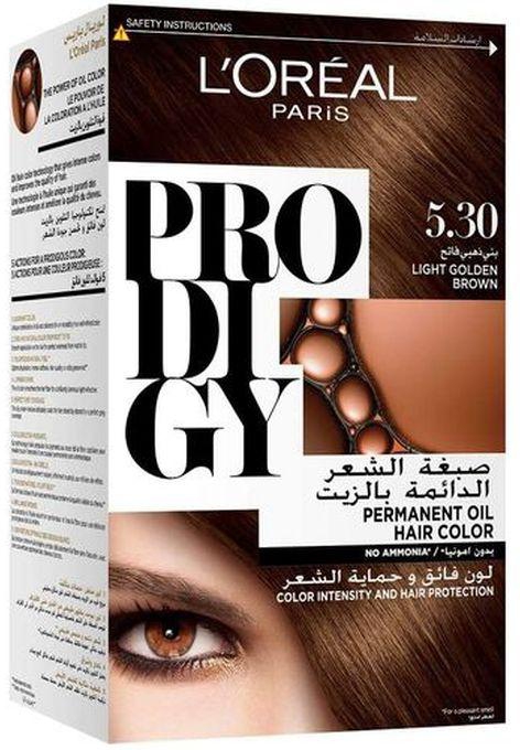 L'Oreal Paris Prodigy Ammonia Free Hair Color - 5.3 Light Golden Brown / Tan