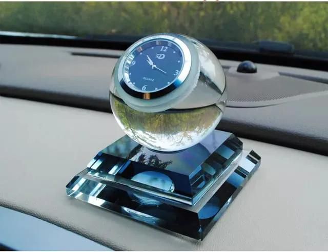 Small Crystal glass clock air diffuser For  cars and home use,comes with essential oil,and small anti slip mat