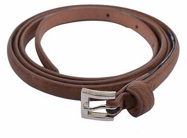 Skinny Suede Leather Belt - Brown