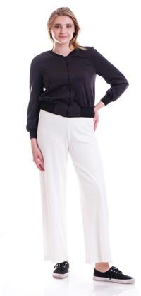 Lined Knitted Straight Leg Trousers - L Size (Ecru)