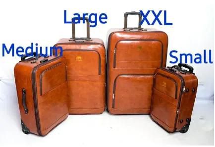 Pioneer PU Brown Leather Pioneer travel suitcase bag,