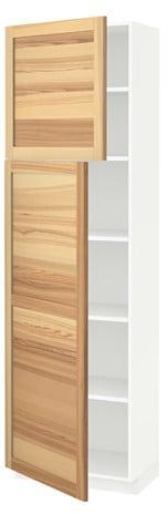 METOD High cabinet with shelves/2 doors, white, Torhamn ash