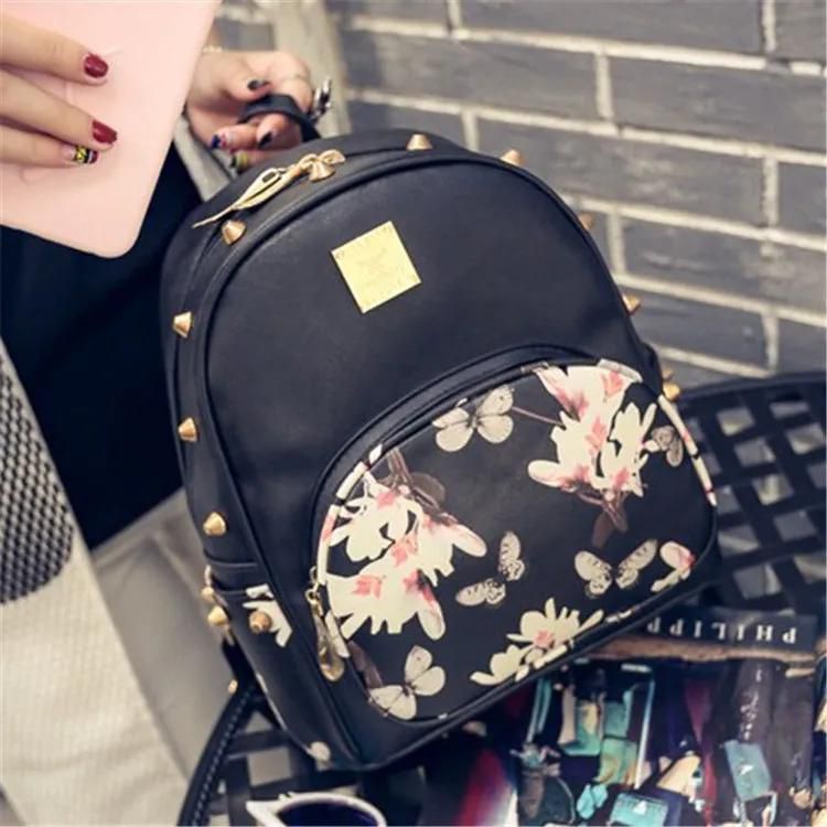 Studded daffodil backpack Korean fashion butterfly flower small ...