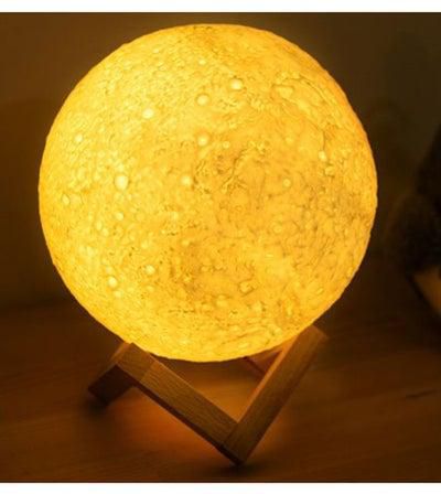 3D Printed LED Moon Lamp White/Yellow 13centimeter