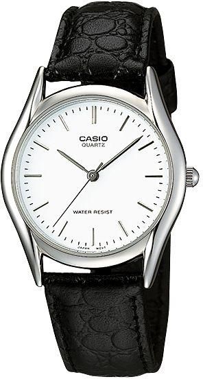 Casio Men's Classic Analog White Dial Black Leather Band Watch [MTP-1094E-7A]