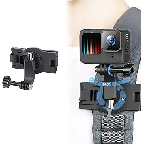 SYOSI Professional Mount for Backpack Strap Adjustable Camera Shoulder Mount Compatible for GoPro Hero 9 8 7 6 5 4 Black Session Insta 360 One R DJI Osmo Action and Most Action Camera