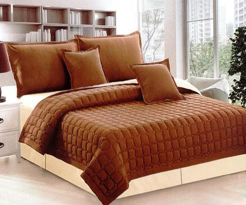 Hours Brown Single Size (160 x 210 cm) Two Sided Compressed Comforter 4 Pieces Bedding Sets, HRS-2-2