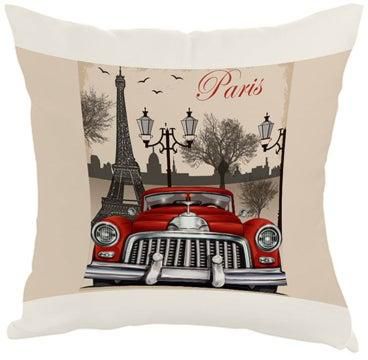 Paris Printed Cushion Cover Beige/Red/Black 40 x 40centimeter