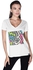 Creo Abstract 01 Retro Printed T-Shirt For Women - L, White