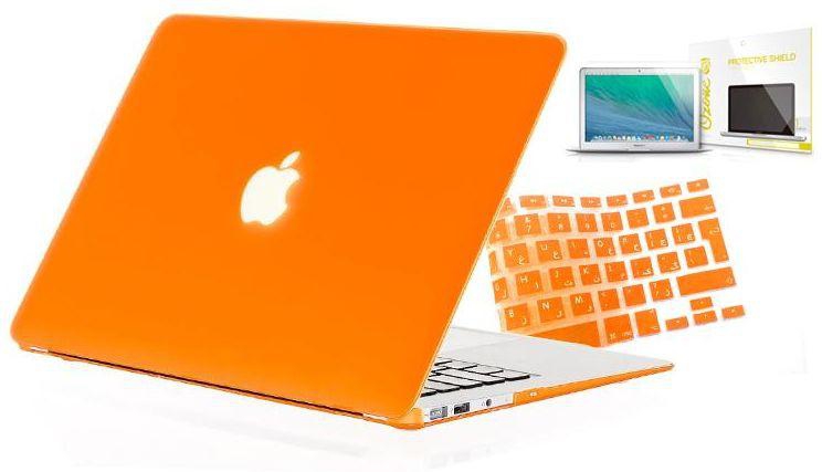 Macbook Air 13 Inches 3 In 1 Combo Of Case, Arabic Uk Keyboard & Ozone Screen Guard -  Orange
