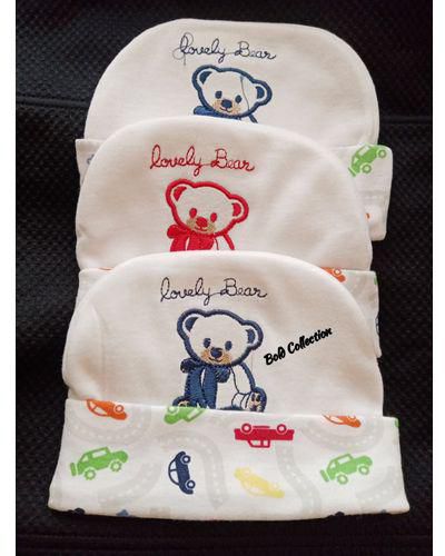 Fashion 3PCs Cotton Teddy Bear Newborn Baby Caps