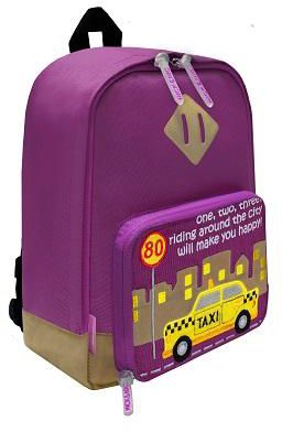 Nick & Nic Foldable Backpack With Harness - New York Taxi (Purple)