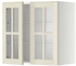 METOD Wall cabinet w shelves/2 glass drs, white, Bodbyn off-white