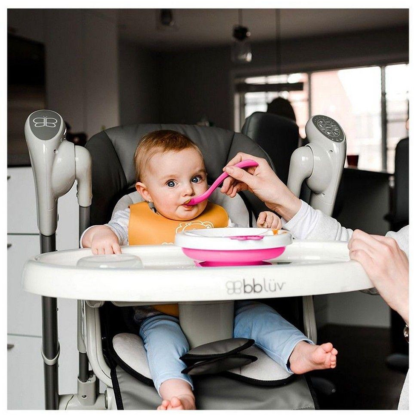 Bbluv Warm Feeding Plate - Pink/White- Babystore.ae