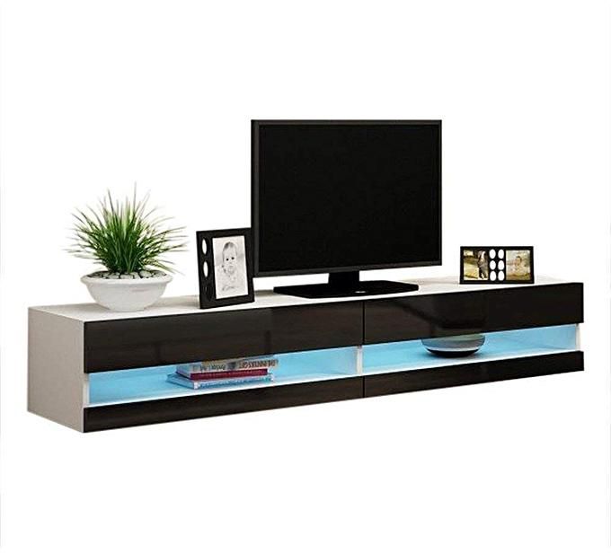 Generic Floating Modern TV Stand with LED Lighting System White & Black