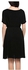 Sunweb V-Neck Short Sleeve Solid Casual Loose Fit Tunic Dress With Belt ( Black )
