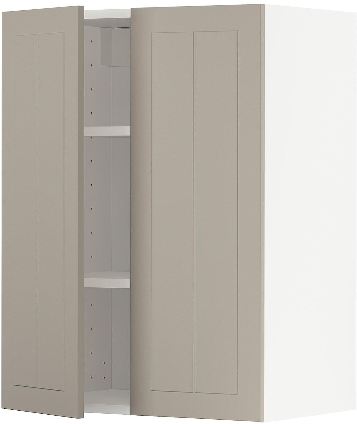 METOD Wall cabinet with shelves/2 doors - white/Stensund beige 60x80 cm