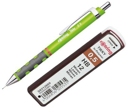 Rotring Tikky Mechanical Pencil - 0.5 Mm - Green + Lead Pack 0.5 Mm