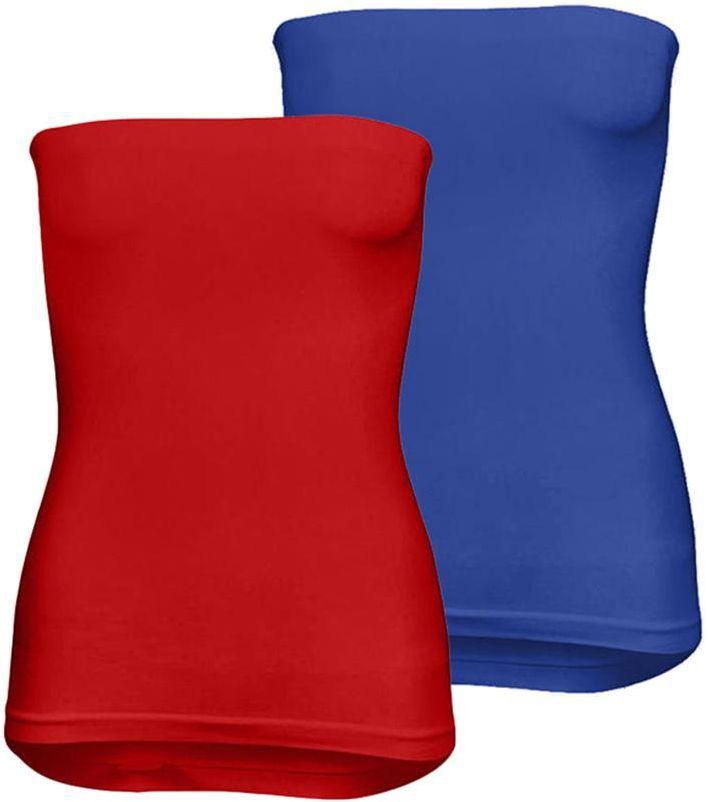 Silvy Set Of 2 Tube Tops For Women - Red / Blue, Medium