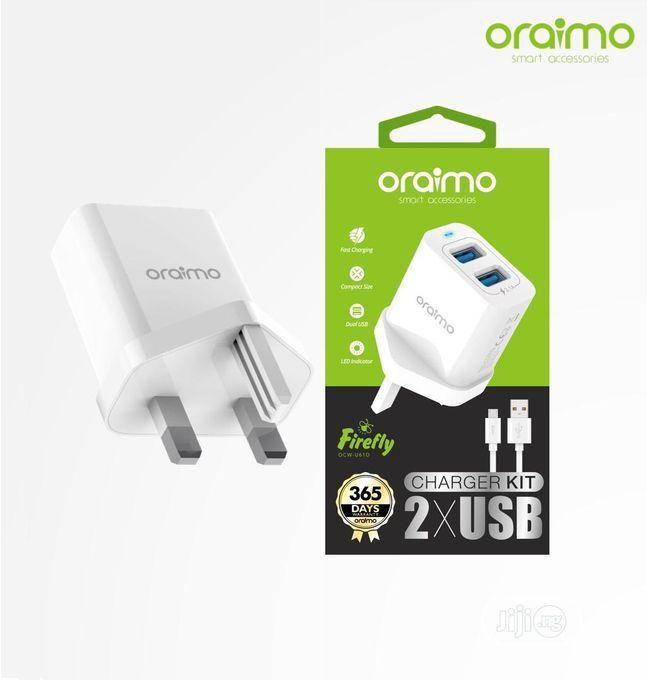 Oraimo 2 Port USB FAST TRAVEL ADAPTER CHARGER.