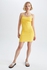 Defacto Woman Casual Regular Fit Short Sleeve Knitted Dress - Yellow