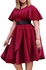 New dresses solid color V-neck Flying sleeve High waist with belt emperament commuter casual dress Big size S-3XL More colors K017